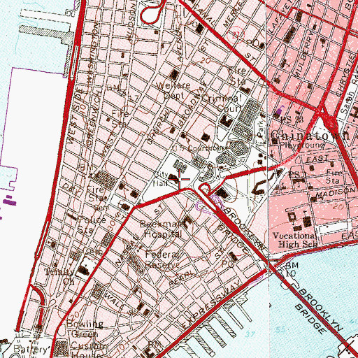 Topographic Map of New York City Hall, NY