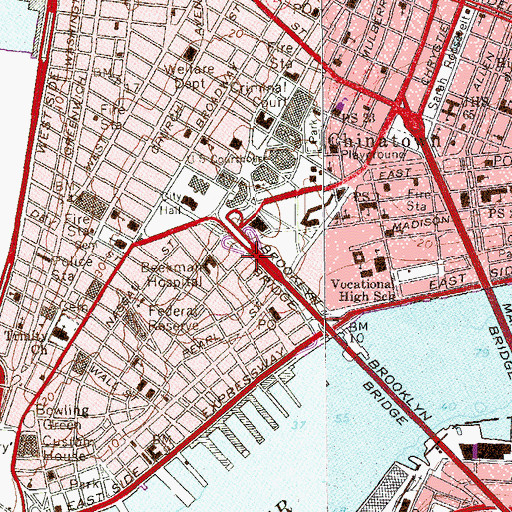 Topographic Map of Bache Plaza, NY