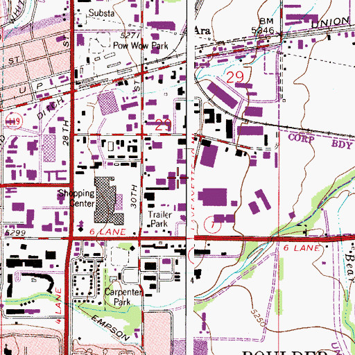 Topographic Map of Boulder Police Department, CO