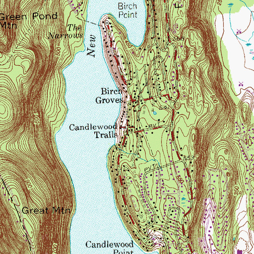 Topographic Map of Candlewood Trails, CT