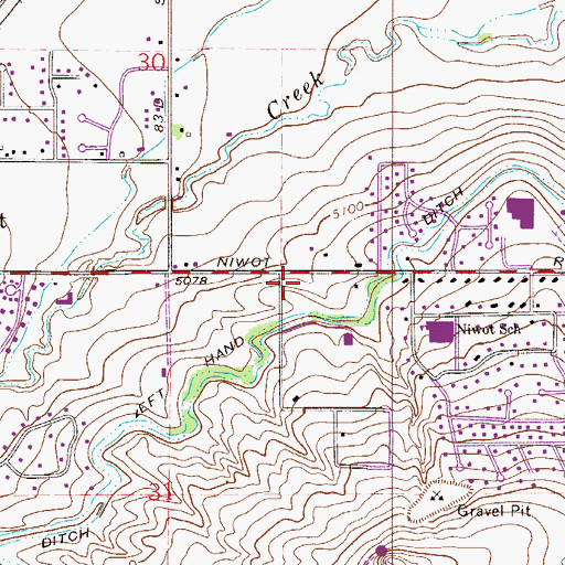 Topographic Map of Mountain View Fire Protection District Station 4 Niwot, CO