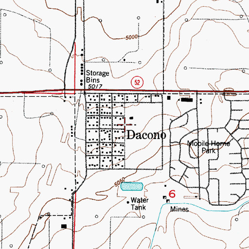 Topographic Map of Dacono Police Department, CO