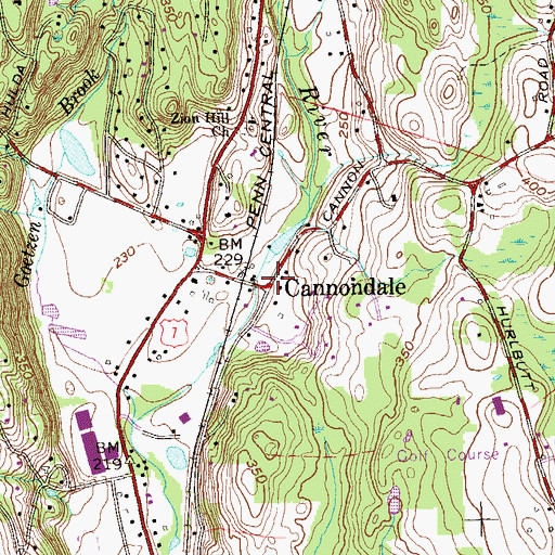 Topographic Map of Cannondale, CT