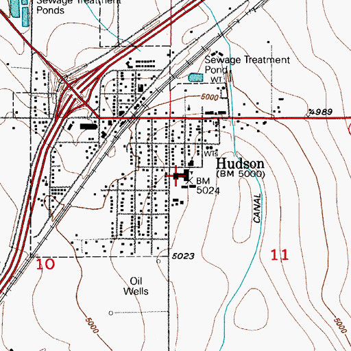 Topographic Map of Hudson Elementary School, CO
