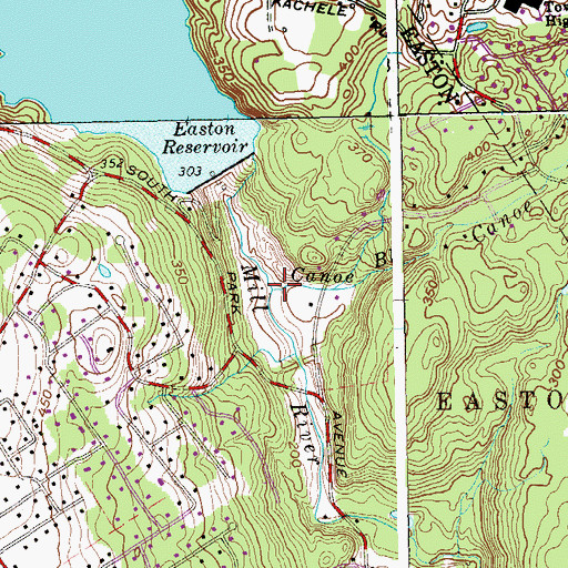 Topographic Map of Canoe Brook, CT