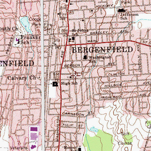 Topographic Map of Clinton Avenue Reformed Church, NJ