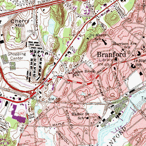 Topographic Map of Canoe Brook School, CT