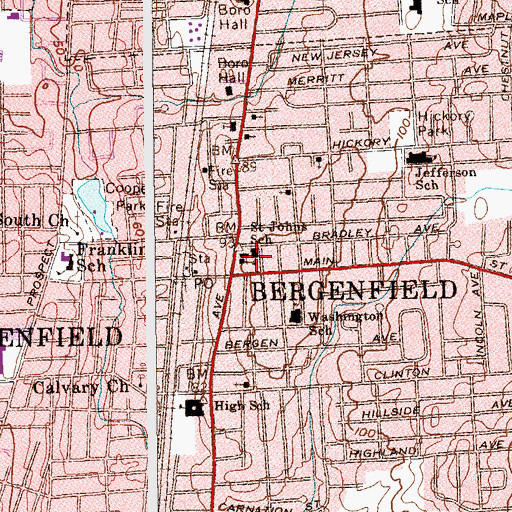 Topographic Map of Saint John the Evangelist Roman Catholic Church, NJ