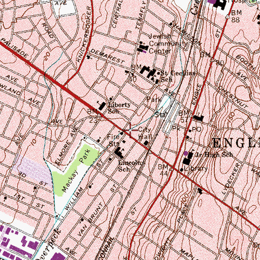 Topographic Map of Bethany Presbyterian Church, NJ