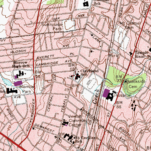 Topographic Map of Englewood Baptist Church, NJ