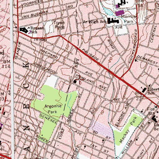 Topographic Map of First Baptist Church of Englewood, NJ