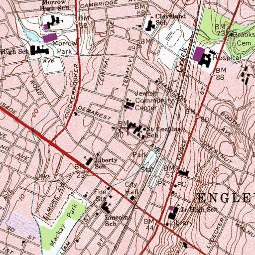 Topographic Map of Mount Calvary Baptist Church, NJ