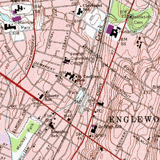Topographic Map of Saint Cecilia's Church, NJ