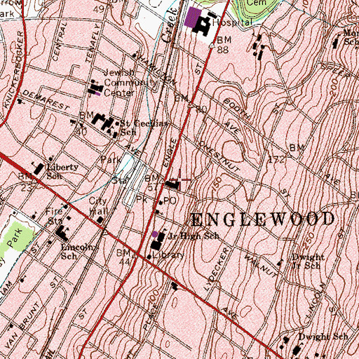 Topographic Map of Saint Paul's Episcopal Church, NJ