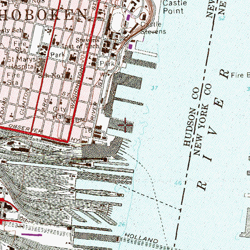 Topographic Map of Pier A Park, NJ