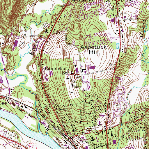 Topographic Map of Canterbury School, CT