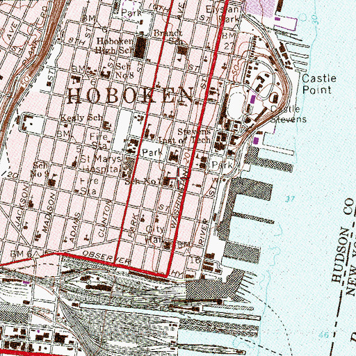Topographic Map of Stevens Cooperative School, NJ