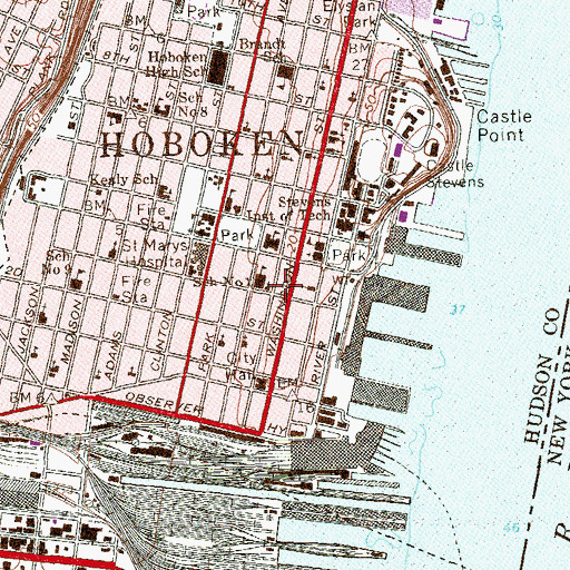 Topographic Map of Saint John's Lutheran Church, NJ