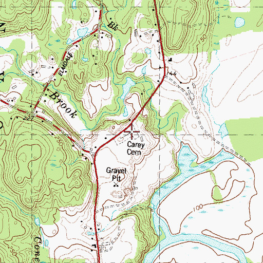 Topographic Map of Carey Cemetery, CT