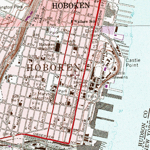 Topographic Map of Community Church of Hoboken, NJ