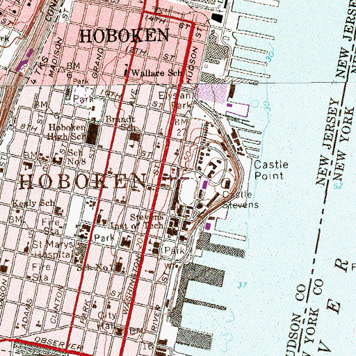 Topographic Map of Mision Cristian De Hoboken, NJ