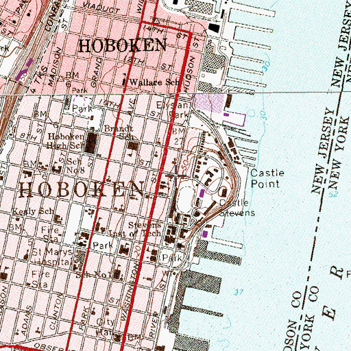 Topographic Map of Mount Olive Baptist Church, NJ