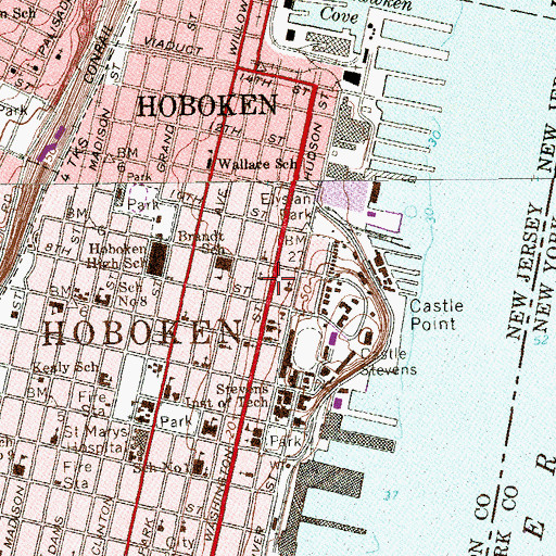 Topographic Map of First Church of Christ, NJ