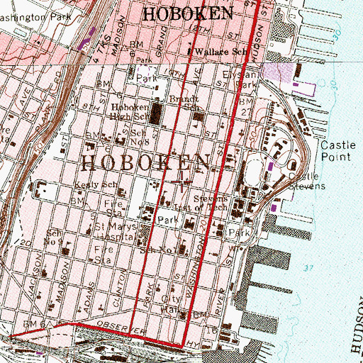 Topographic Map of Calabro Primary School, NJ