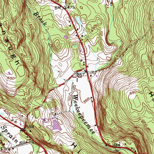 Topographic Map of Carmel Hill Brook, CT