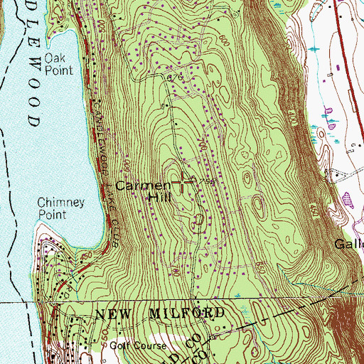 Topographic Map of Carmen Hill, CT