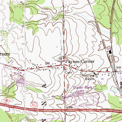 Topographic Map of Paynes Corners Post Office (historical), OH