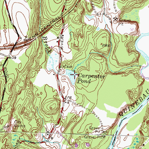 Topographic Map of Carpenter Pond, CT