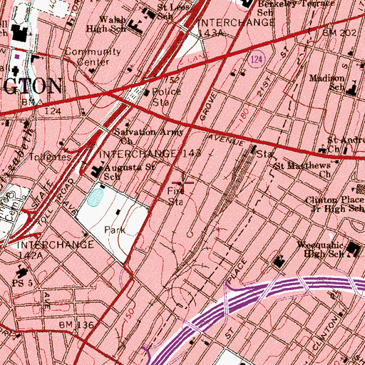 Topographic Map of Irvington Fire Department Station 2, NJ