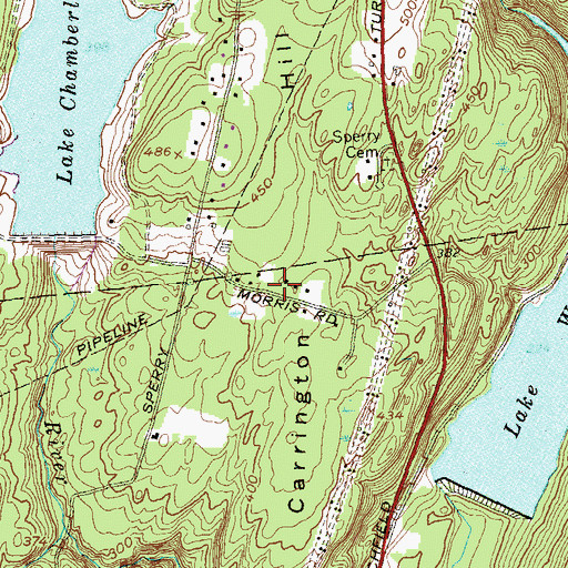 Topographic Map of Carrington Hill, CT