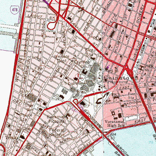 Topographic Map of Jacob K Javits Federal Office Building, NY