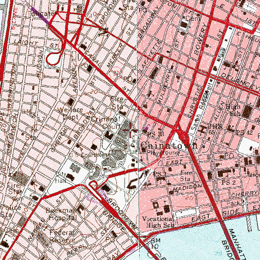 Topographic Map of New York City Criminal Courts Building, NY