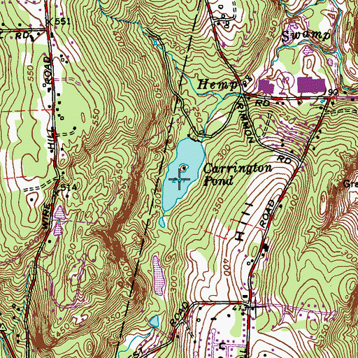 Topographic Map of Carrington Pond, CT
