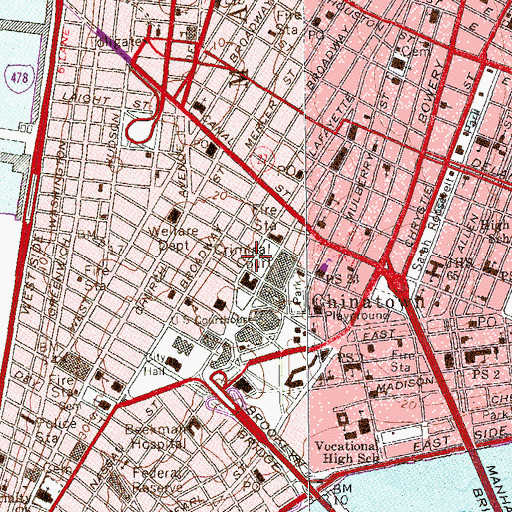 Topographic Map of Family Court City of New York, NY