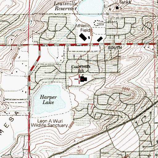 Topographic Map of Coal Creek Elementary School, CO