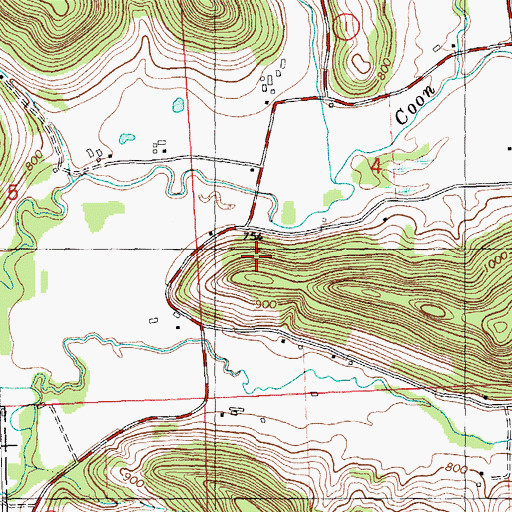 Topographic Map of Coon Creek Cliffs State Natural Area, WI