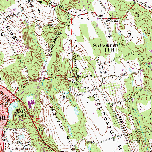 Topographic Map of Carter Street School, CT