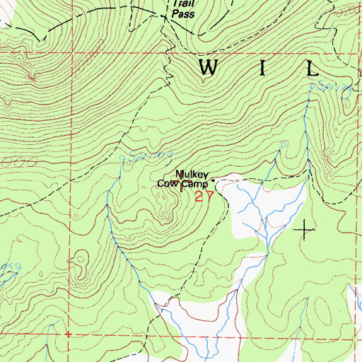 Topographic Map of Mulkey Cow Camp, CA