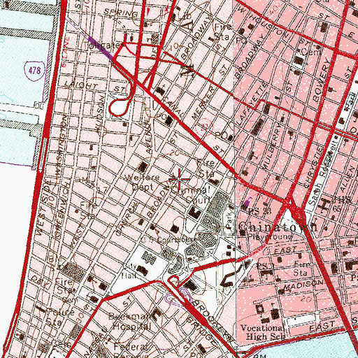 Topographic Map of James S White Building, NY