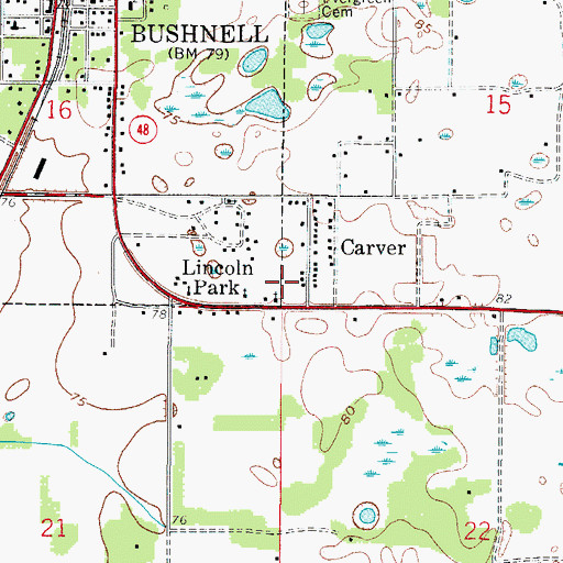 Topographic Map of Mount Olive AME Church, FL