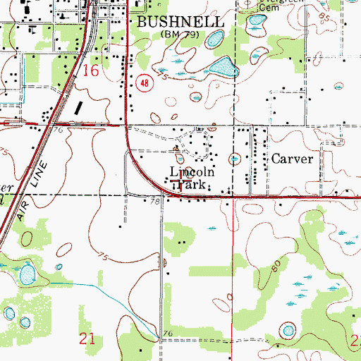 Topographic Map of Mount Zion Primitive Baptist Church, FL