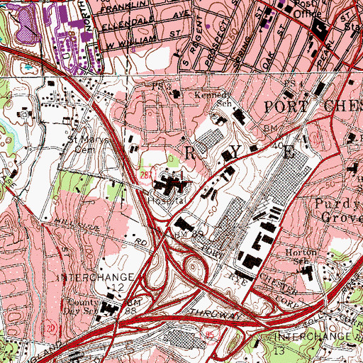 Topographic Map of New York United Hospital Medical Center (historical), NY