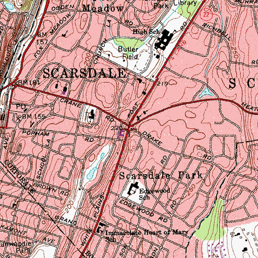 Topographic Map of Scarsdale Village Hall, NY