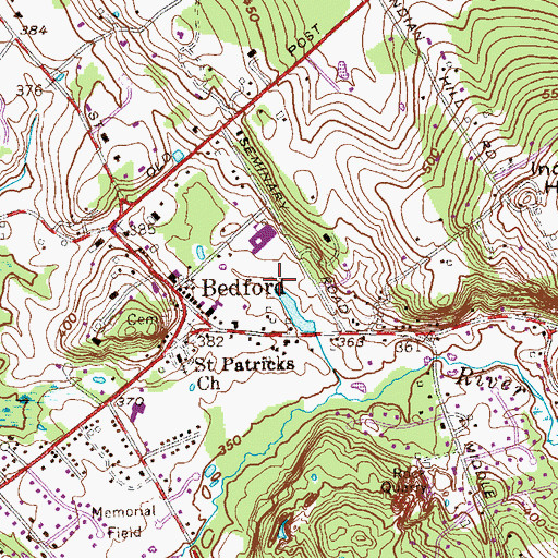 Topographic Map of Bedford Village Historic District, NY
