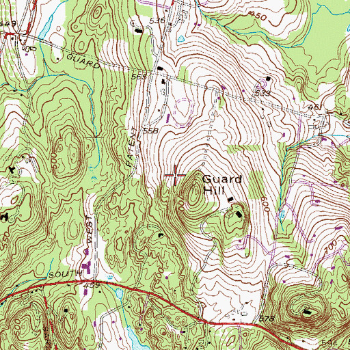 Topographic Map of Guard Hill Preserve, NY