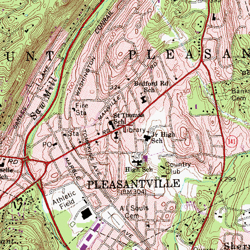 Topographic Map of Mount Pleasant Public Library, NY
